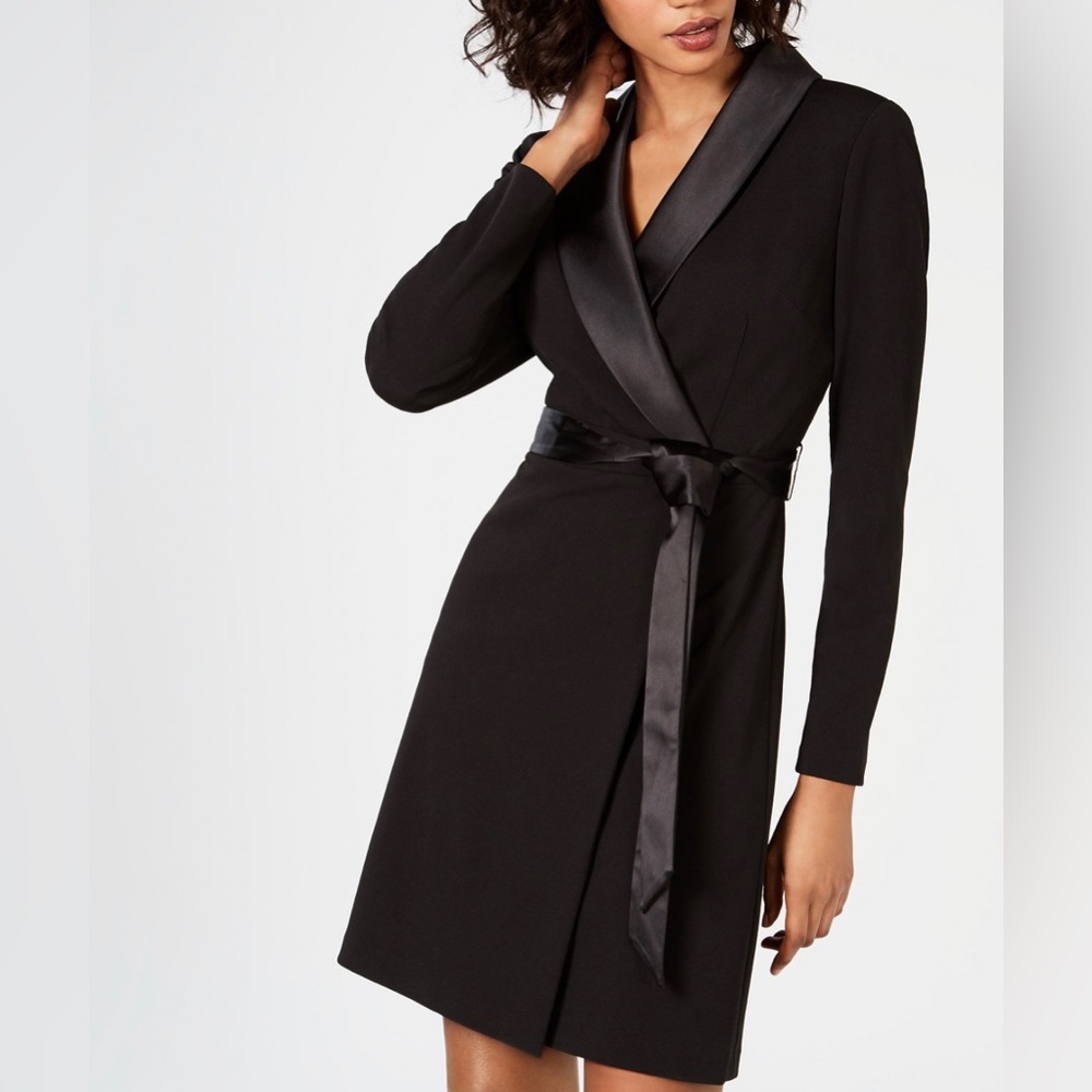 Adrianna Papell Tuxedo Sheath Dress Black size 8